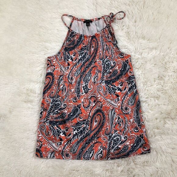 Ann Taylor Orange Paisley Tank Top Size XS - Picture 1 of 7